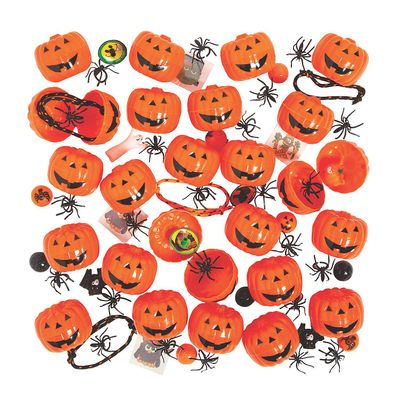 Fun Express Toy Pre-Filled Halloween Jack O Lantern Pumpkins (Bulk Set of 24) Trick or Treat, Trunk or Treat Party Giveaways and Supplies