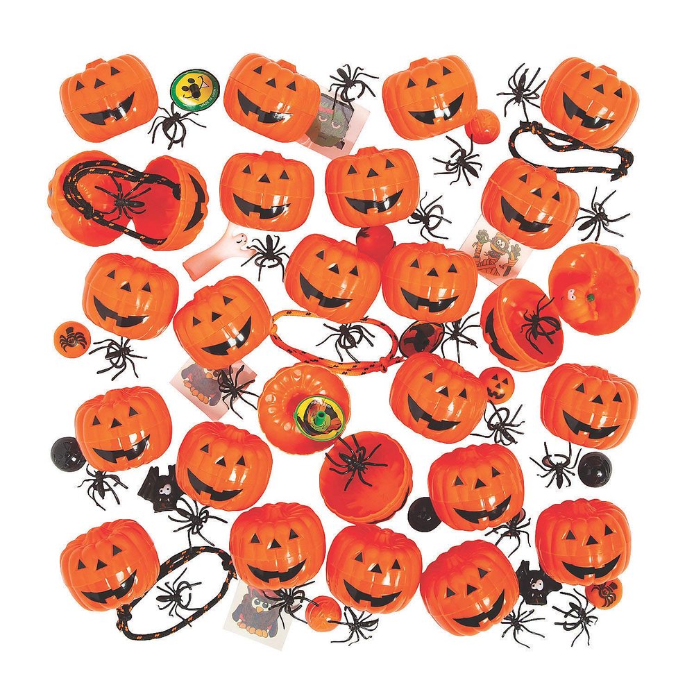 Fun Express Toy Pre-Filled Halloween Jack O Lantern Pumpkins (Bulk Set of 24) Trick or Treat, Trunk or Treat Party Giveaways and Supplies