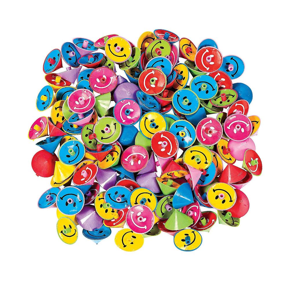 Fun Express - Smile Face Spin Tops - Toys - Value Toys - Tops - 144 Pieces