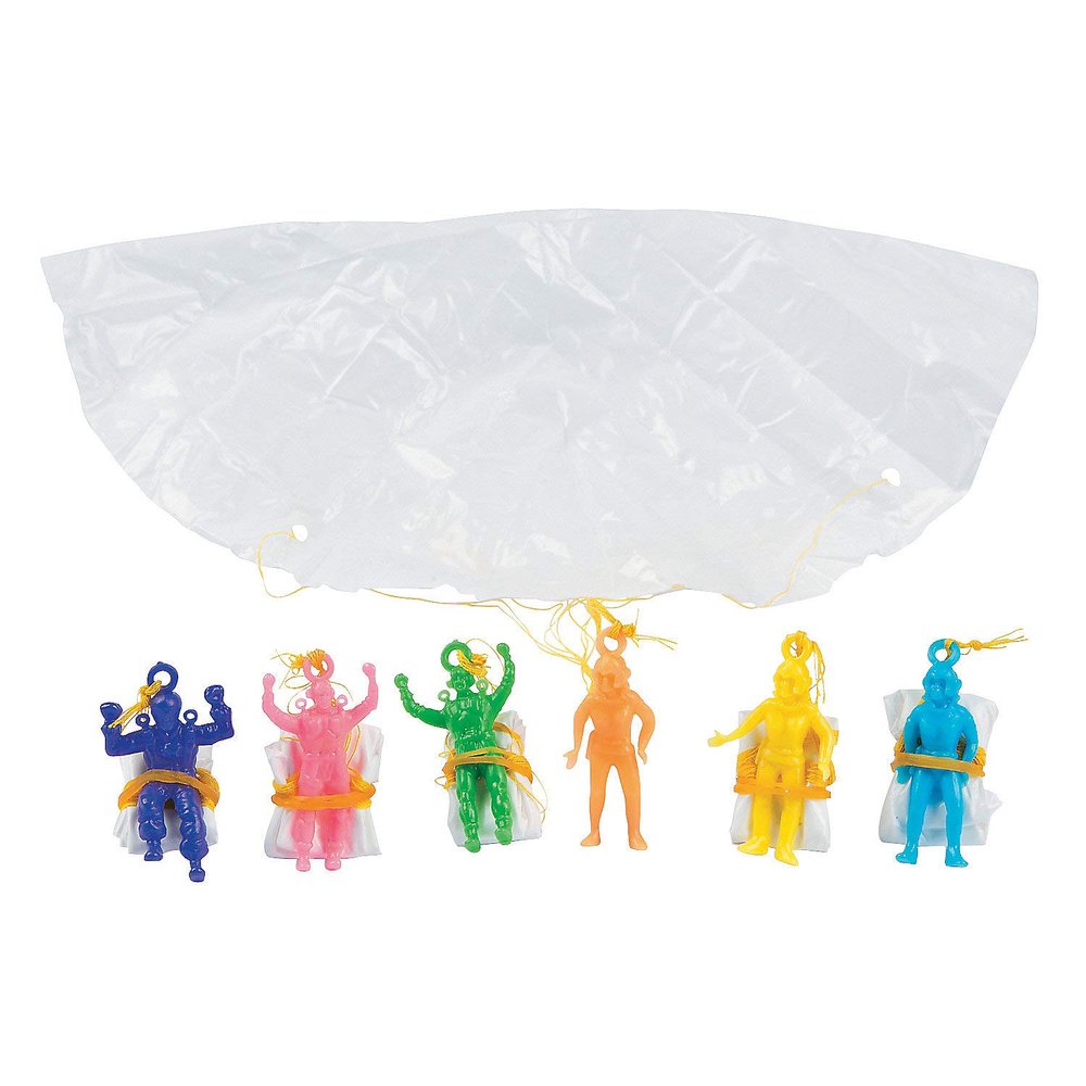 Fun Express - Mini Vinyl Paratroopers (6dz) - Toys - Character Toys - Wind Ups & Paratroopers - Valentine's Day Party Favors - 72 Pieces