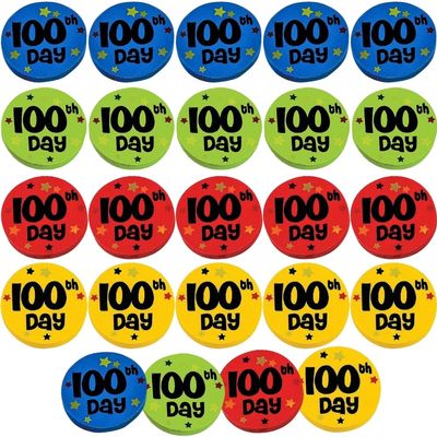 100Th Day Erasers - 25 Pieces - Educational and Learning Activities for Kids