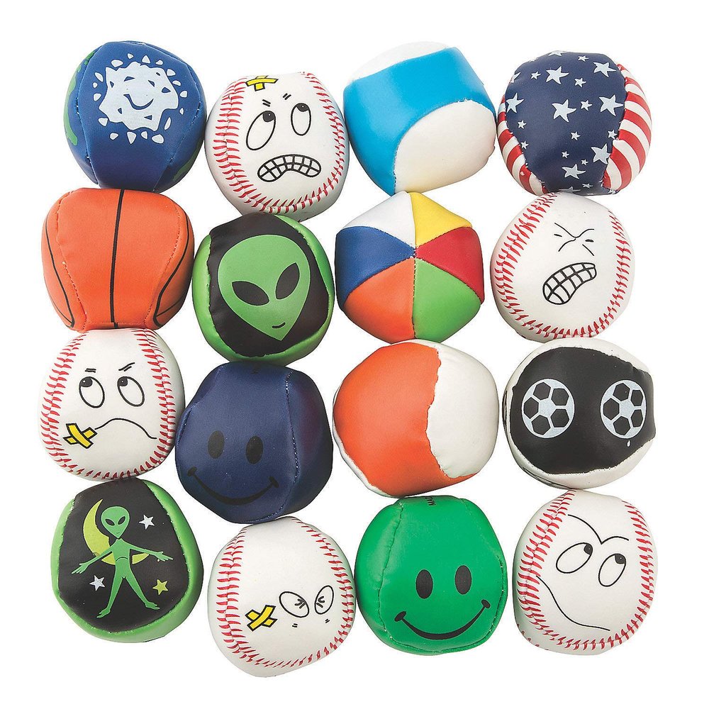 Fun Express Hacky Sack Kick Balls - Bulk Assortment of 100 mini Balls - Perfect for Indoor or Outdoor Play - Hacky Sack Party Favors