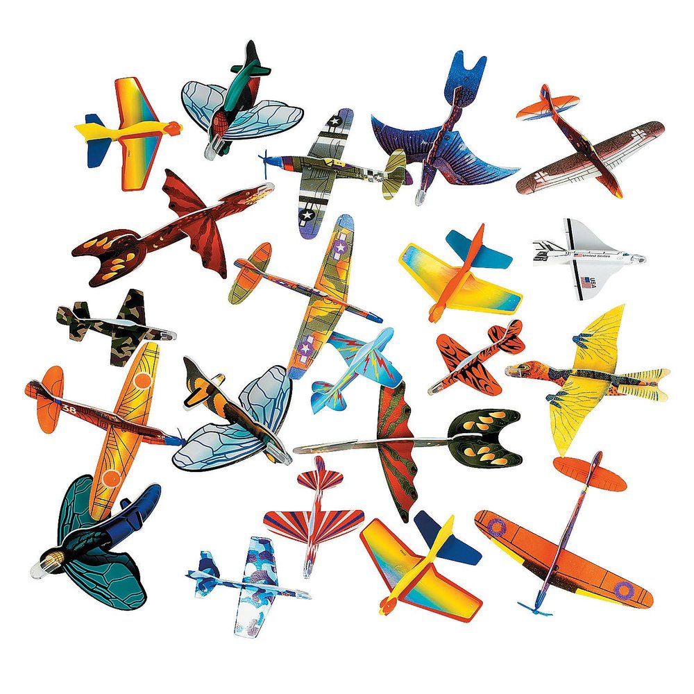 Fun Express 5"-9" Flying Toys Bright Colors & Patterns Glider Assortment - Perfect for Parties, Prizes, and Events - 50-Pieces