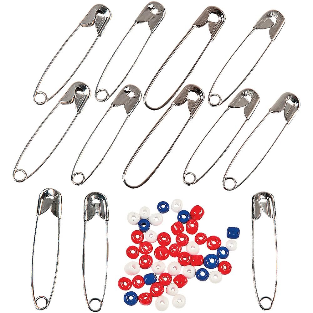 American Flag Bead Pin Craft Kit - Makes 12-4th of July Crafts for Kids and Fun Home Activities