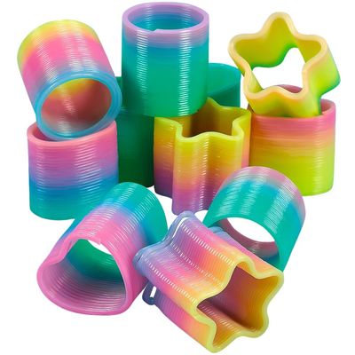 Fun Express Mini Rainbow G-I-D Magic Springs  Colorful Fun Value Toys for Kids  Ideal for Play Stress Relief Fidgeting Entertainment  Perfect for Party Favors Gifts Classroom Fun  12 Pieces