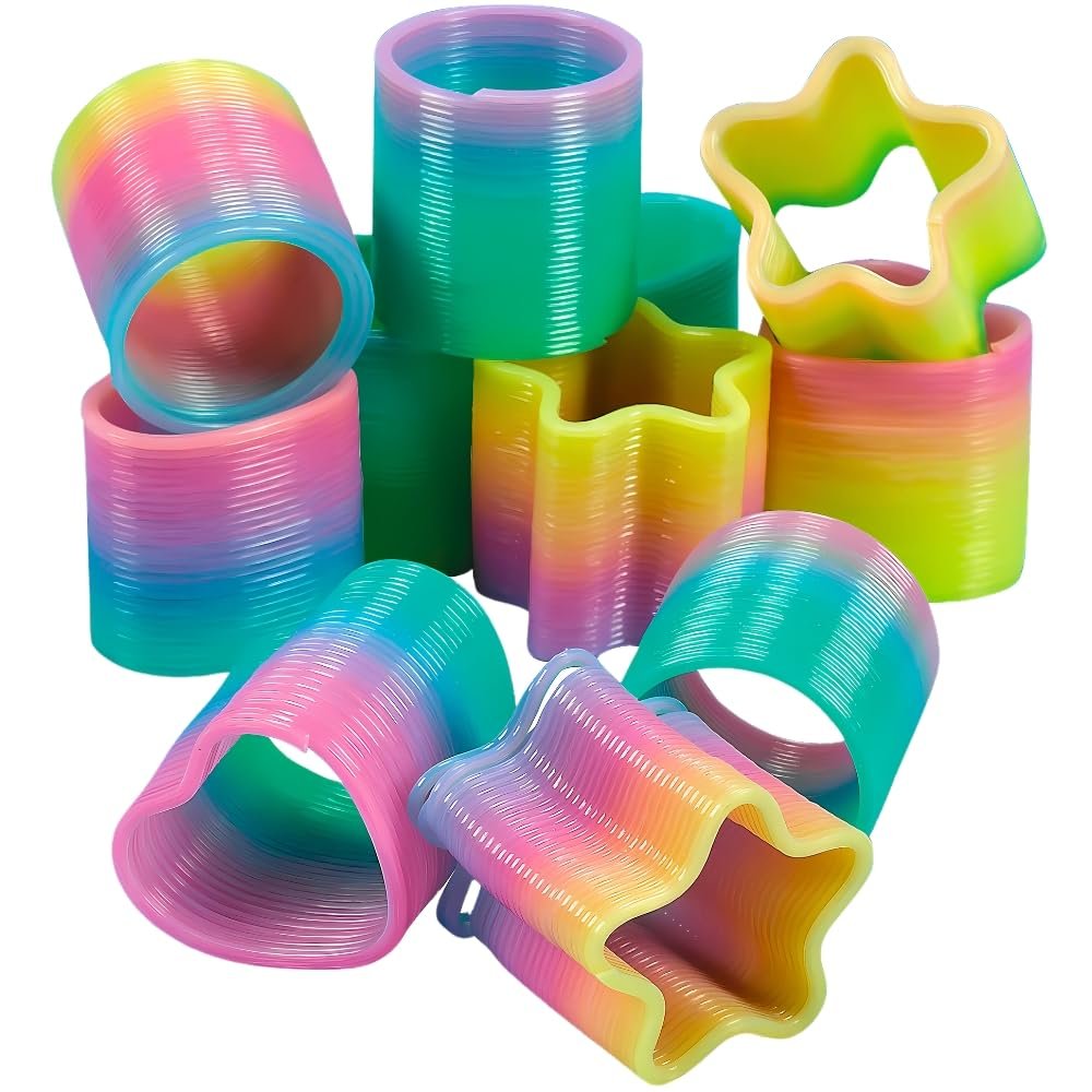 Fun Express Mini Rainbow G-I-D Magic Springs Colorful Fun Value Toys for Kids Ideal for Play Stress Relief Fidgeting Entertainment Perfect for Party Favors Gifts Classroom Fun 12 Pieces