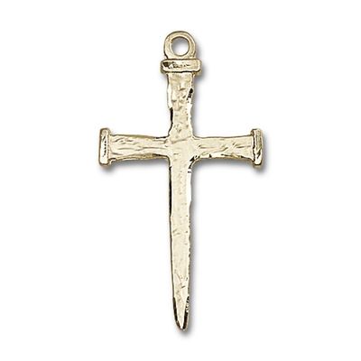 14kt Yellow Gold Nail Cross Medal 2 x 1 inches