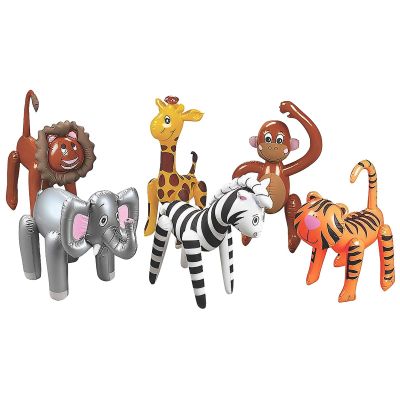 Fun Express Inflatable Animals Safari Jungle Party Decorations - 12 Pack Zoo Animal Inflatables for Birthday Baby Shower | Premium Vinyl Construction for Indoor Outdoor Events | Kids Party Favors