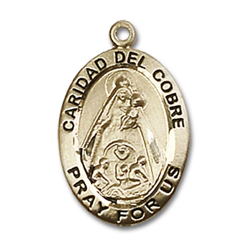 14kt Gold Caridad Del Cobre Medal 3/4 x 1/2-inch Pendant