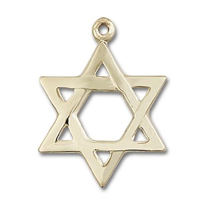 14kt Yellow Gold Star of David Medal 7/8 x 5/8 inches