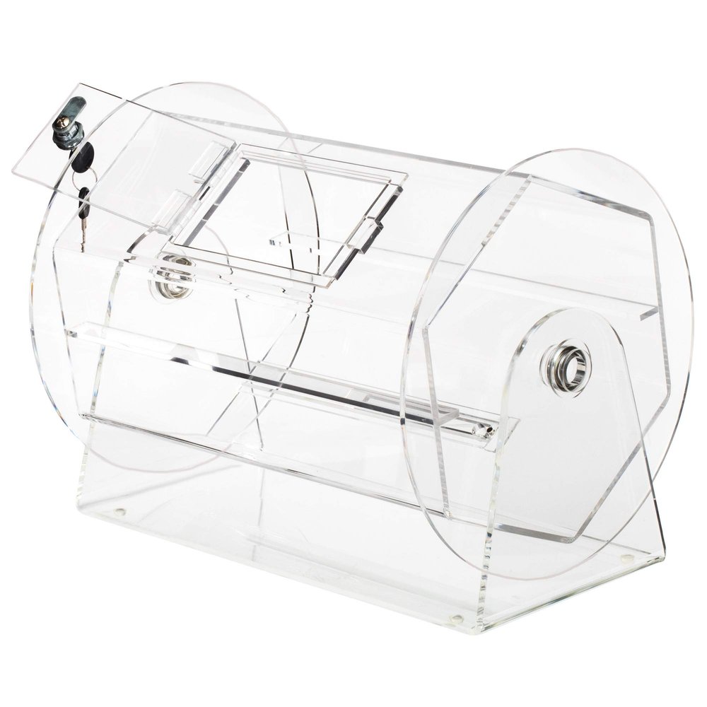 Midway Monsters Clear Acryclic Raffle Spinning Drum - Spinning Raffle Box for Balls, Chips, Tickets - Medium
