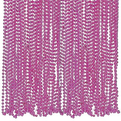 Fun Express FUCHSIA METALLIC BEADS NECKLACE 4DZ - Jewelry - 48 Pieces