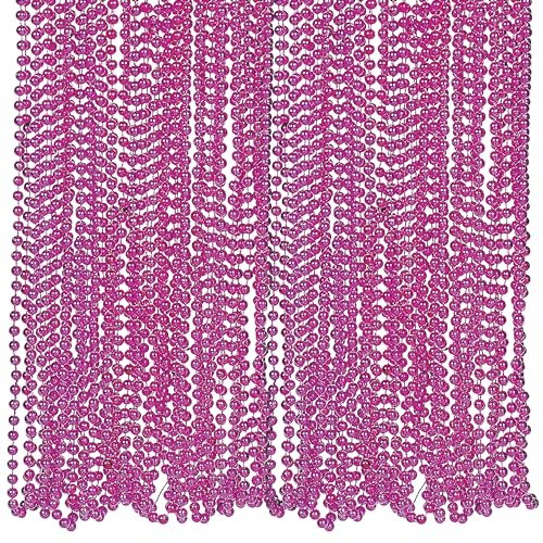 Fun Express FUCHSIA METALLIC BEADS NECKLACE 4DZ - Jewelry - 48 Pieces