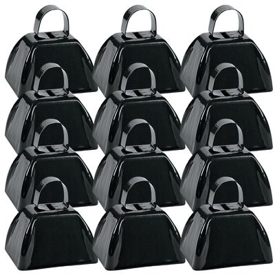 Fun Express Black Cowbells Set of 12 - Loud and Durable Cowbells for Sporting Events School Spirit Parties Celebrations and Group Cheers - Perfect for Boosting Energy and Excitement - 12 Pieces