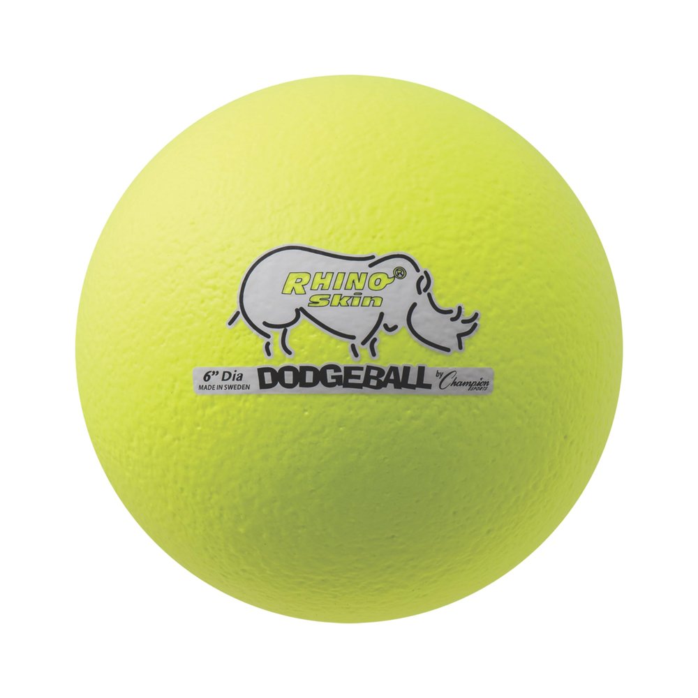 Champion Sports Rhino Skin Dodgeball (Single, Neon Yellow, 6")