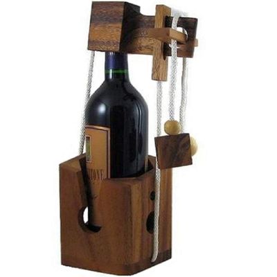Think-n-Drink Fun Bottle Gift Lock Challenge Puzzle Game Wood Brain Teaser for Adults Party and Gathering