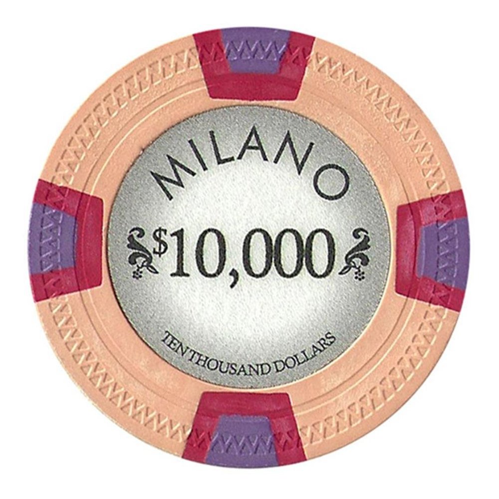 Claysmith Gaming $10000 Clay Composite 10 Gram Milano Poker Chips - Sleeve of 25