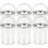 Clear Paint Can Containers with Metal Lids (Set of 6 Plastic Buckets) Great for Party Favors, Decor and DIY Projects view 1