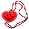 Smiley Happy Face Red Heart Mardi Gras Bead Neckace New Orleans Beads Lousiana Party view 1