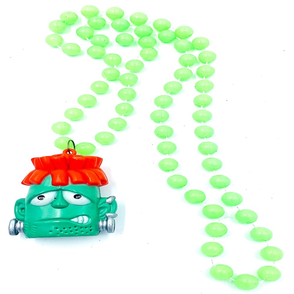 Halloween Flashing Eyes Makes Noise Frankenstein Mardi Gras Beads New Orleans Lousianna Party