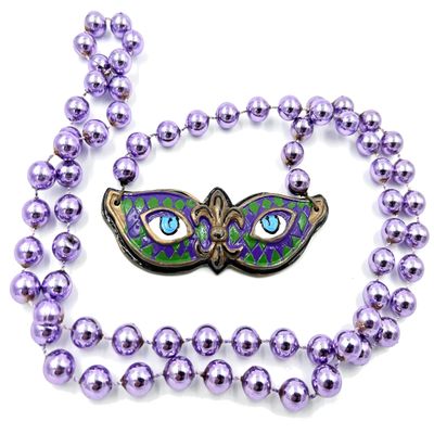 Mask with Eyes Mardi Gras Bead Necklace New Orleans