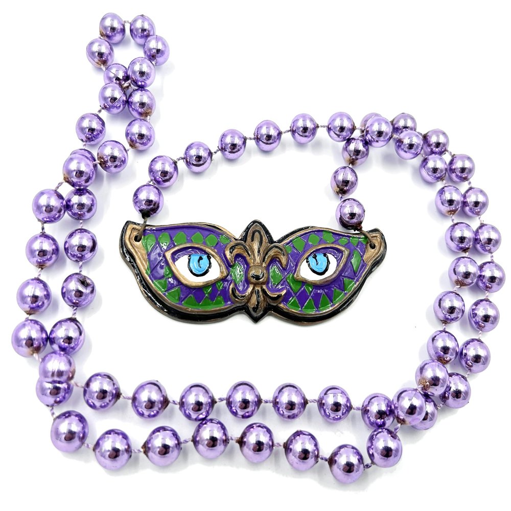 Mask with Eyes Mardi Gras Bead Necklace New Orleans