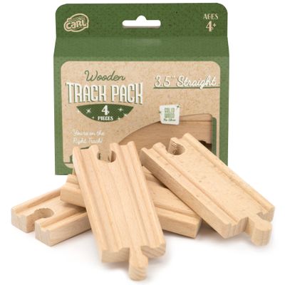 Conductor Carl Wood Train Track Expansion Packs| Compatible with Most Train Tracks| 3.5" Straight Tracks -1 Count (Pack of 4)