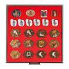 Lindner 2457 Collection Box for Pins / Medals/ Emblems-smoked glass/ red inserts view 1