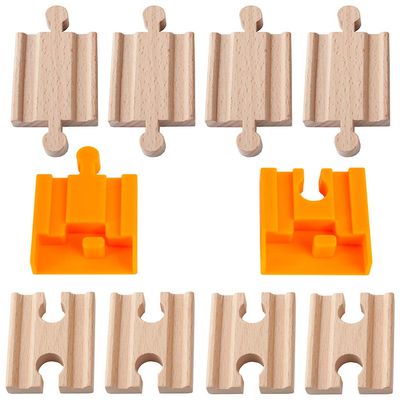 Orbrium Toys 8 Pcs Wooden Train Track Male-Male Female-Female Adapter Pack Fits Thomas Brio Chuggington Set