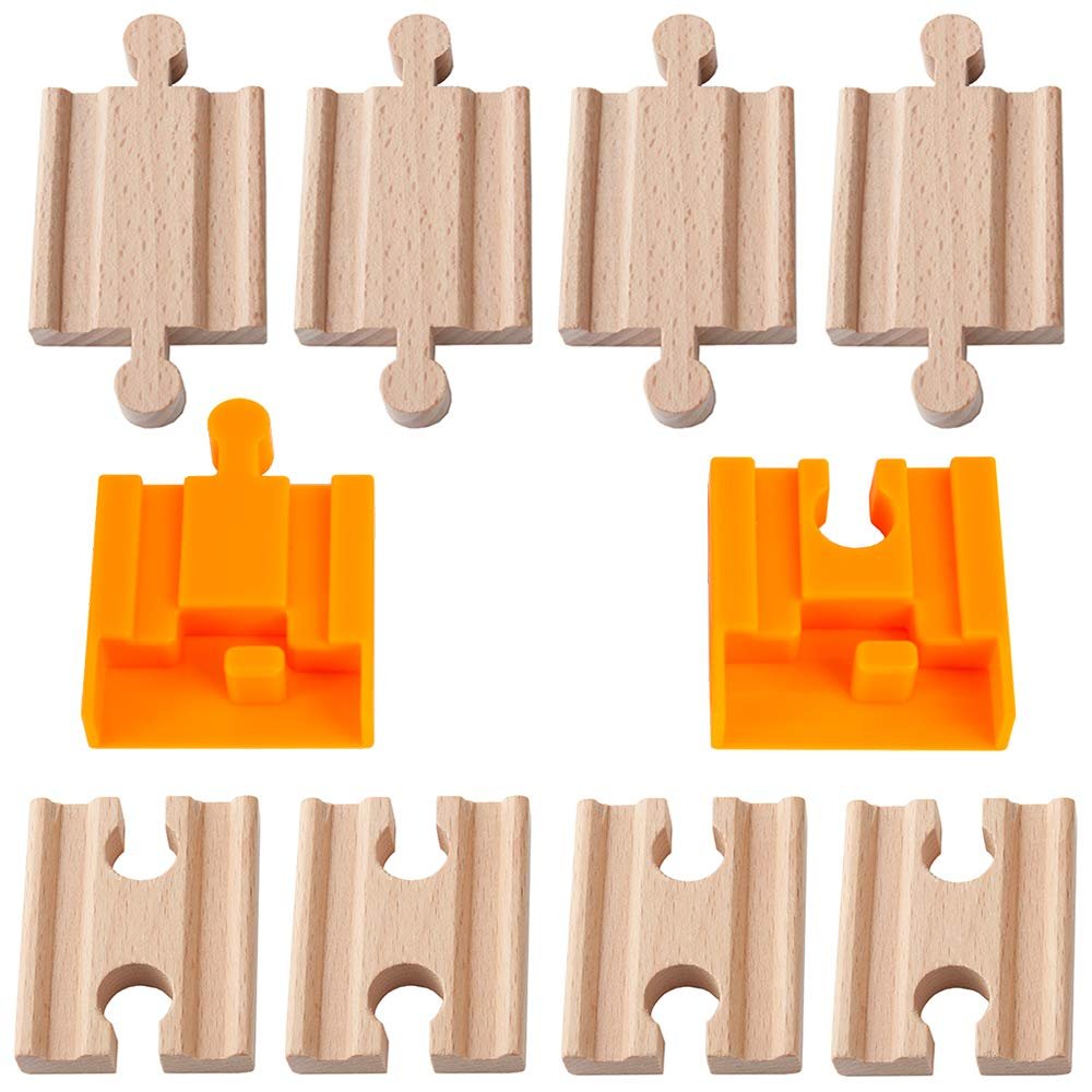Orbrium Toys 8 Pcs Wooden Train Track Male-Male Female-Female Adapter Pack Fits Thomas Brio Chuggington Set