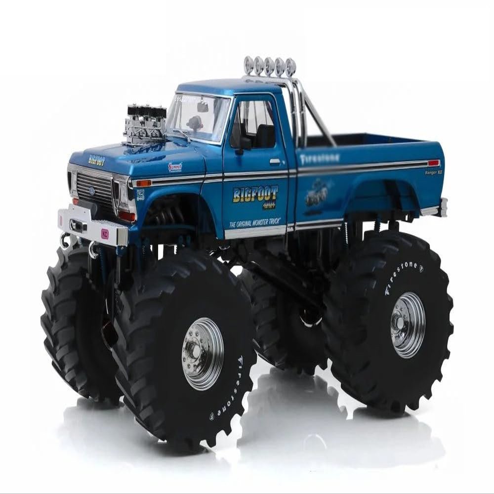 1974 F 250 Ranger XLT Monster Truck with 66-Inch Tires Blue Bigfoot #1" "Kings of Crunch Series 1/18 Diecast Model Car by Greenlight 13541