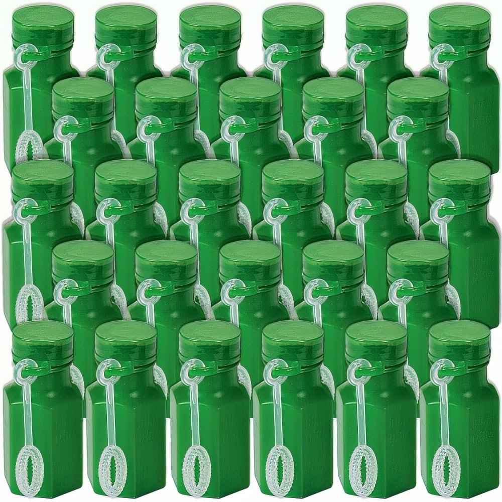 Green Hexagon Shaped Mini Bubble Bottles - Party Favors and Toys - Bulk Set of 48 Pieces