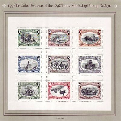 1998 Bi-Color Re-Issue of the 1898 Trans-Mississippi Stamp Sheet