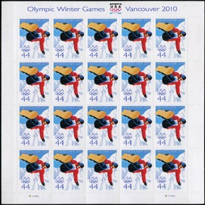 2010 WINTER OLYMPICS ~ VANCOUVER BRITISH COLUMBIA CANADA ~ SNOWBOARDING #4436 Pane of 20 x 44 US Postage Stamps
