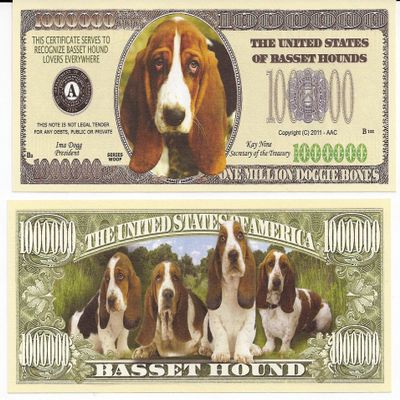 Basset Hound Dog $Million Dollar$ Novelty Bill Collectible
