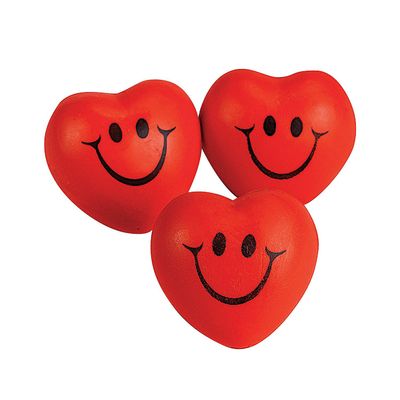 Fun Express Smile Face Heart-Shaped Squeeze Balls - Stress Relief Toys & Relaxables for Valentine's Day Nurses Week & Party Favors - Fun Stress Balls for Gifts Favors & Relaxation - 12 Pieces
