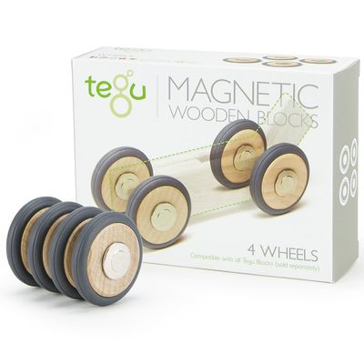 Tegu Magnetic Wooden Blocks, Wheels Accessory, 4-Pack (TEGM12059)