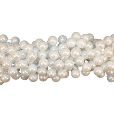 48" 22mm Round Pearl White Mardi Gras Beads Dozen (12 Necklaces)