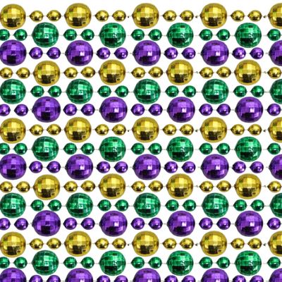 60" 20mm-10mm-10mm Globe Metallic Purple, Gold and Green Mardi Gras Beads Dozen (12 Necklaces)