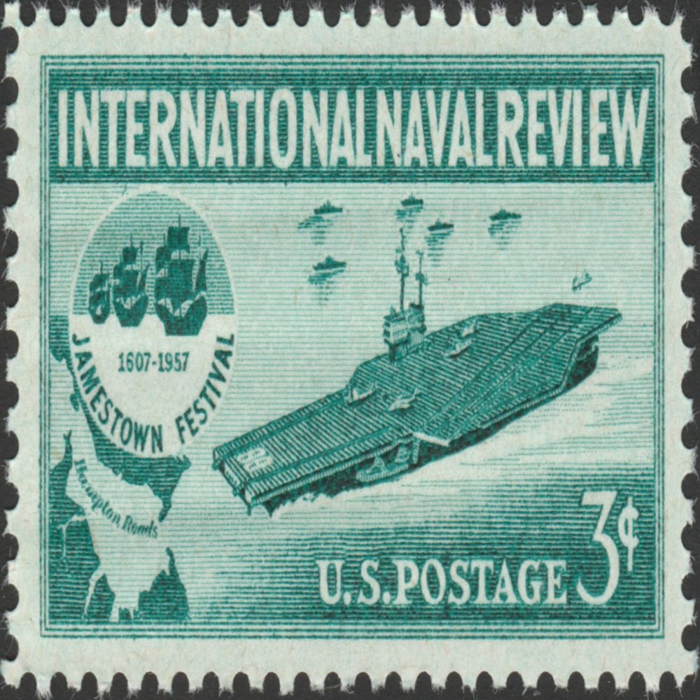 1957 1 X 3 US Postage Stamp Scott #1091 International Naval Review & Jamestown Festival