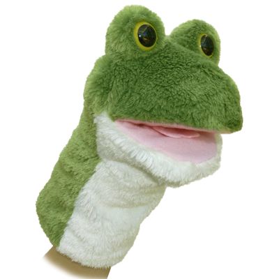 Aurora Interactive Hand Puppet Frog Stuffed Animal - Storytelling Adventures - Playful Learning - Green 10 Inches