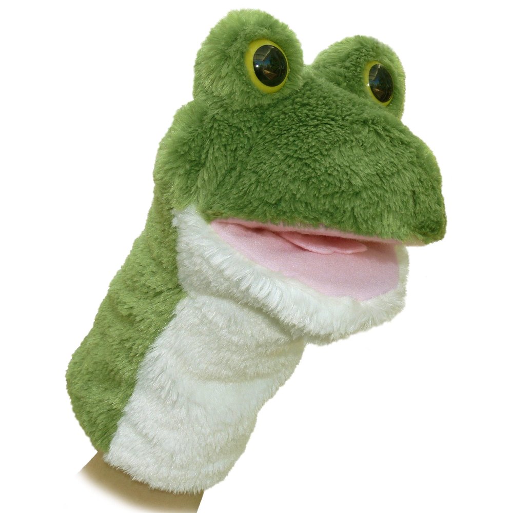 Aurora Interactive Hand Puppet Frog Stuffed Animal - Storytelling Adventures - Playful Learning - Green 10 Inches