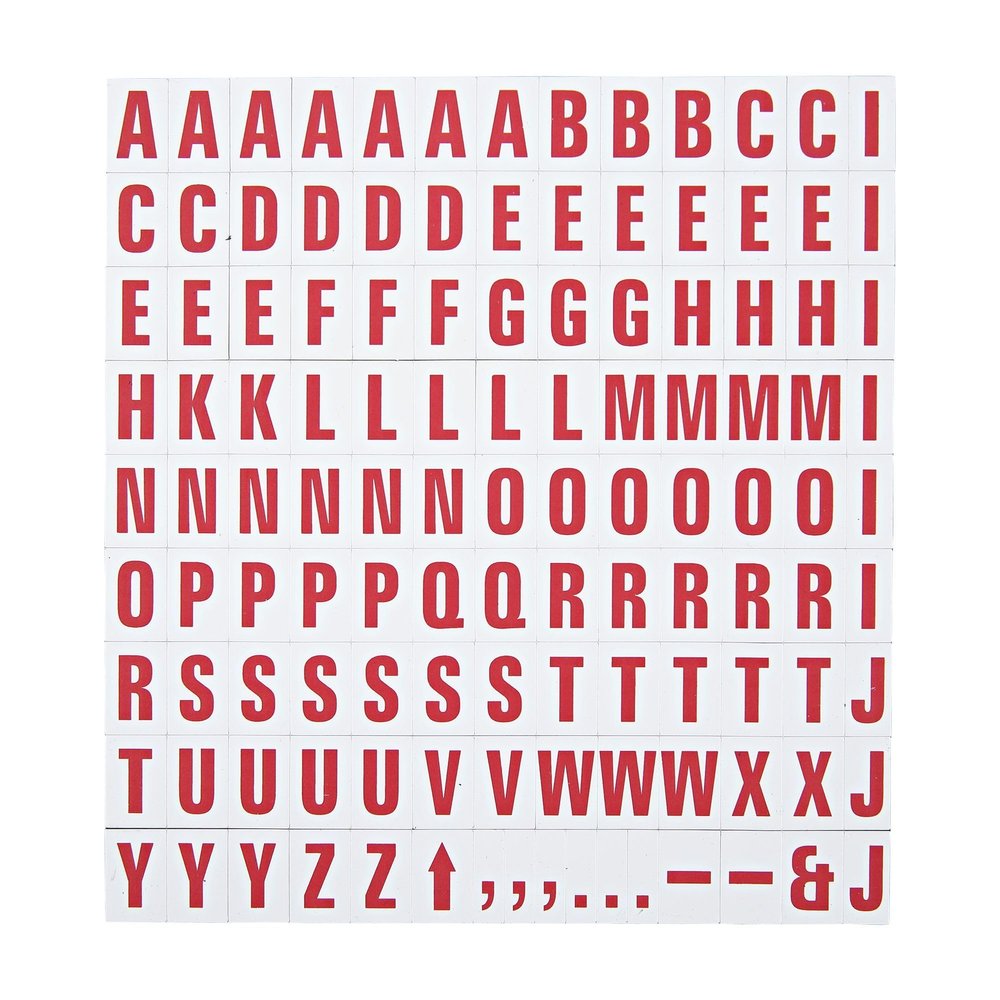 MasterVision Magnetic Letters, 1/2" x 3/4", Red on White, 120 Pieces