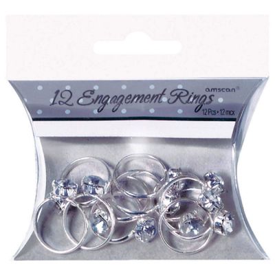 Stunning Silver Engagement Rings - 0.75" (12 Pc) - Perfect for Bridal Showers, Bachelorette Parties & Special Occasions
