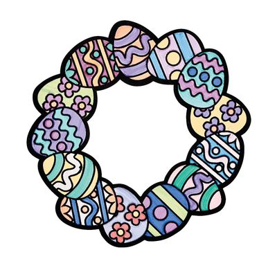 Color Your Own Fuzzy Easter Egg Wreath - Makes 12 - DIY Crafts for Kids