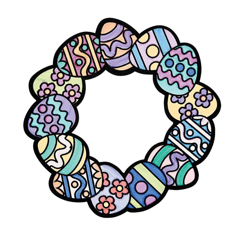 Color Your Own Fuzzy Easter Egg Wreath - Makes 12 - DIY Crafts for Kids