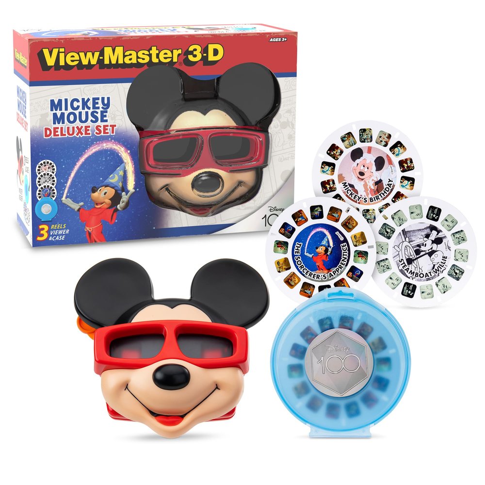 View-Master Mickey Mouse Deluxe Set, Disney 100 Edition - STEM, Retro, Fun Learning Toy for Kids and Adults, Toddlers, Ages 3+