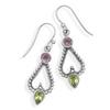 Amethyst and Peridot Earrings on French Wire view 2