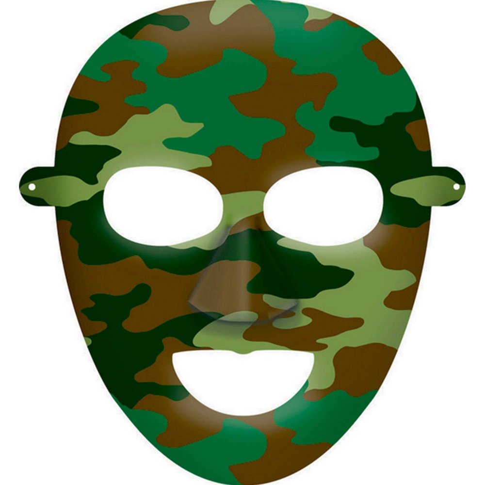 Adventurous Camouflage Paper Masks Birthday Party Favours Accessory,7.3" x 6.5", Pack of 8.