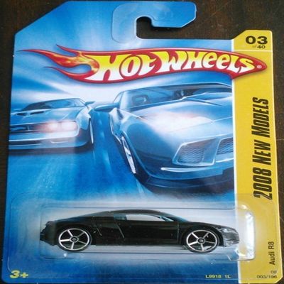 2008 Hot Wheels New Models Audi R8 Black With OH5SP Wheel Variant #003/196